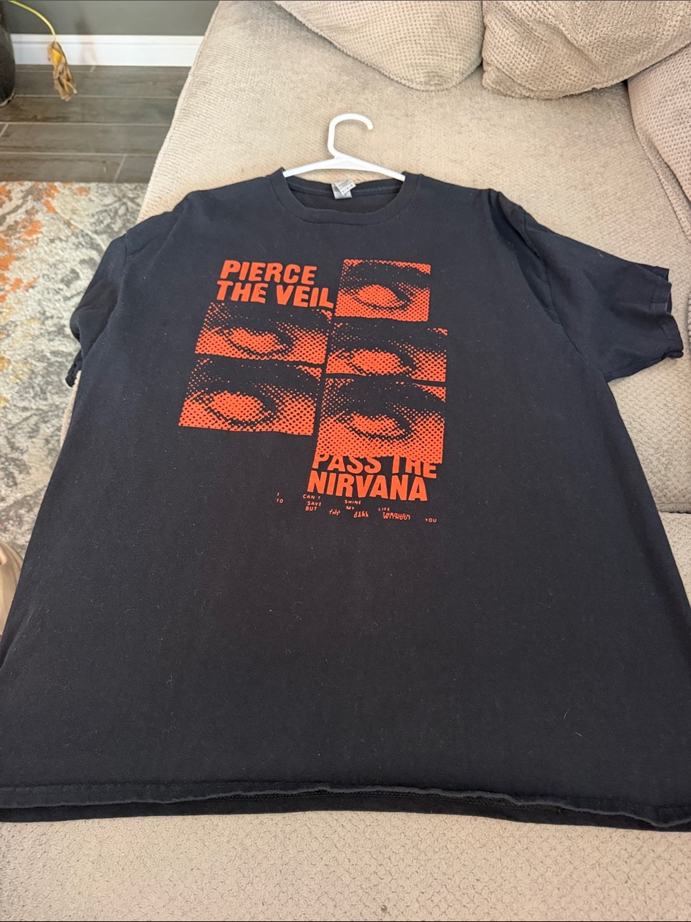Gildan Black T-Shirt with Orange Eye Grid Graphic